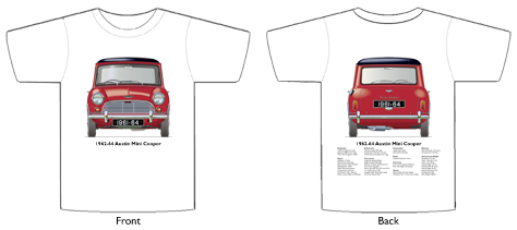 Austin Mini Cooper 1962-64 T-shirt Front & Back